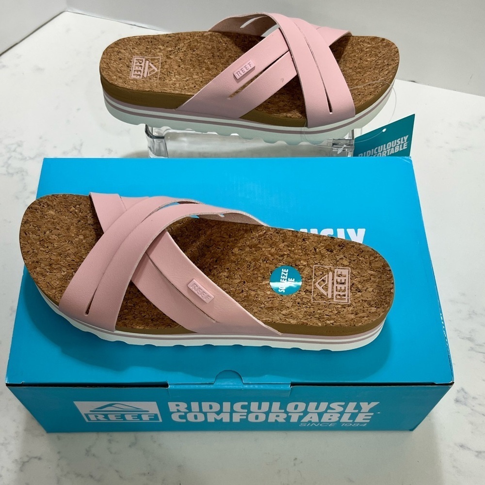 Reef Blush Pink Cork Slide Sandals - Picture 4 of 11